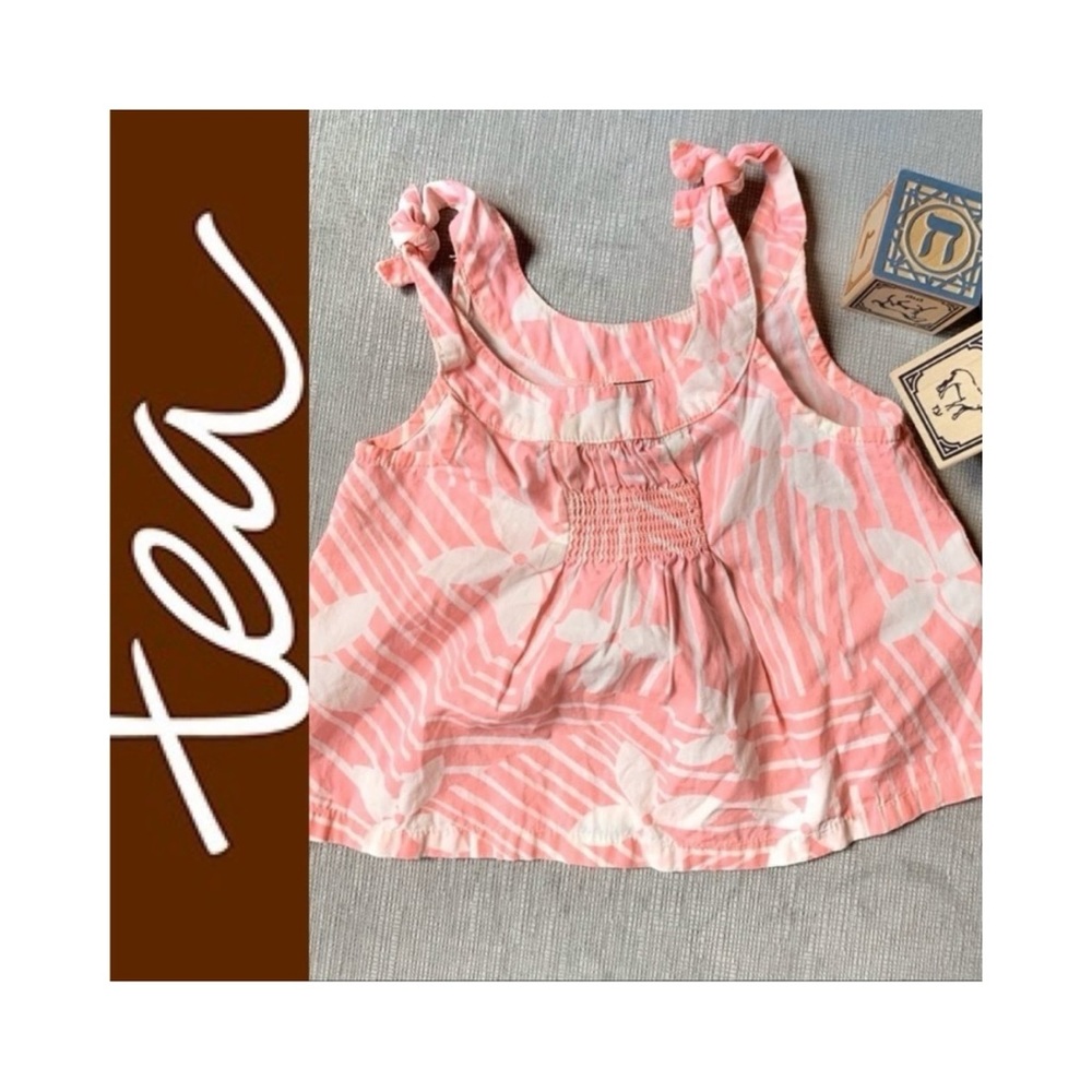TEA COLLECTION Pink Hawaiian Sleeveless Flower Sun Dress 3-6 Months